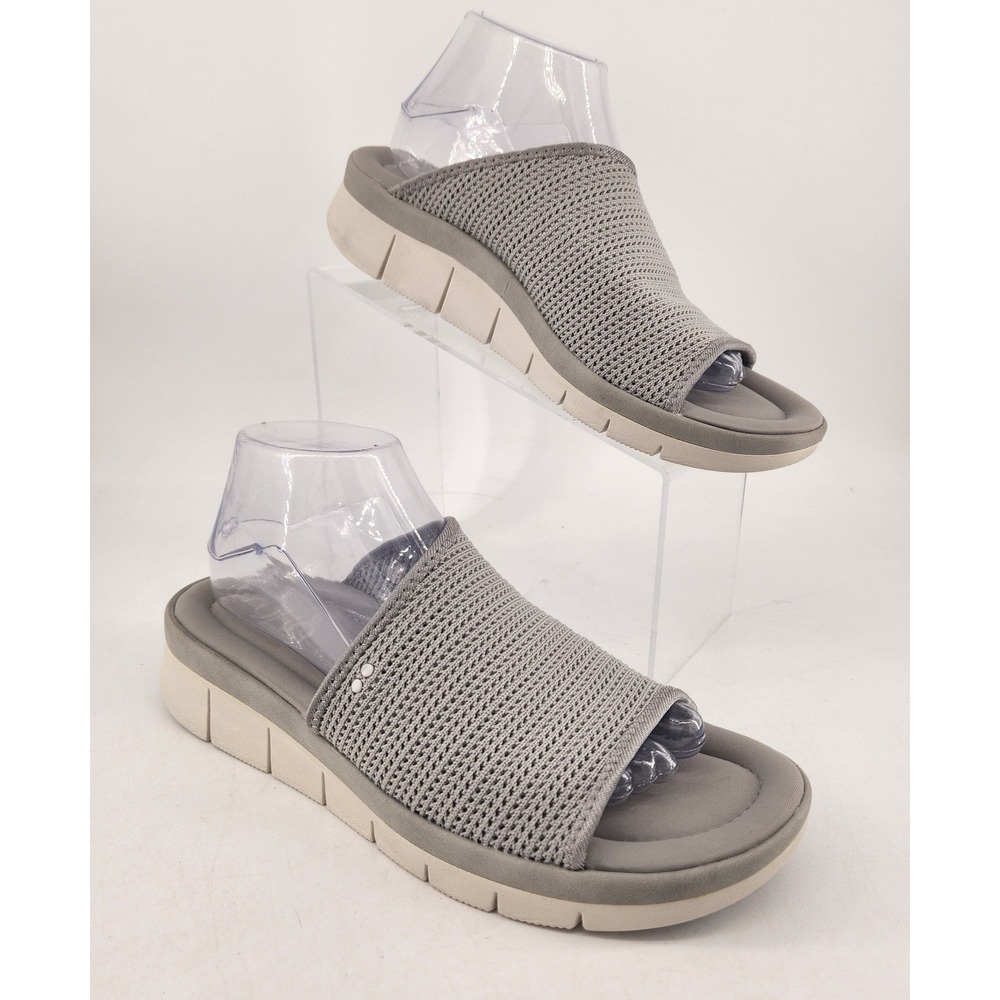 Ryka Ellie Slide Sandals Womens 11M‎ Grey Knit Plush Fit Comfort Athleisure